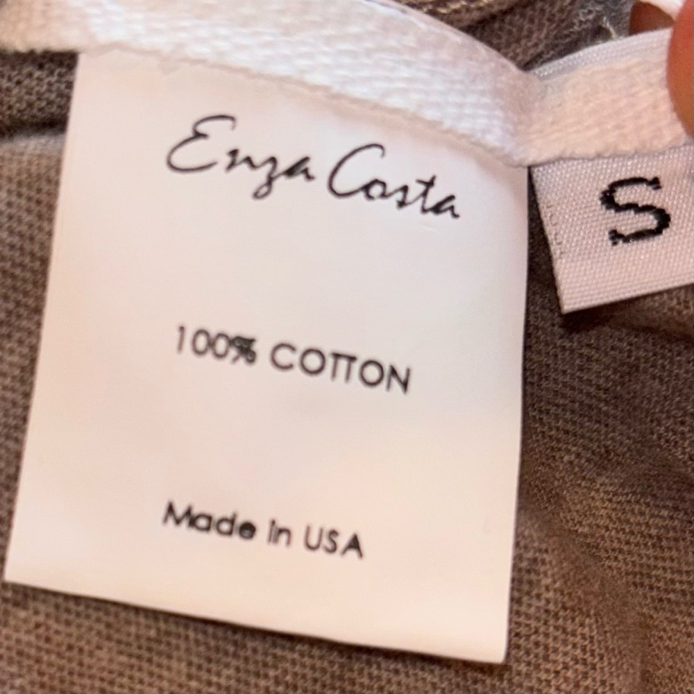 Enza Costa First Layer Cuffed V Neck in Beige - Picture 4 of 4